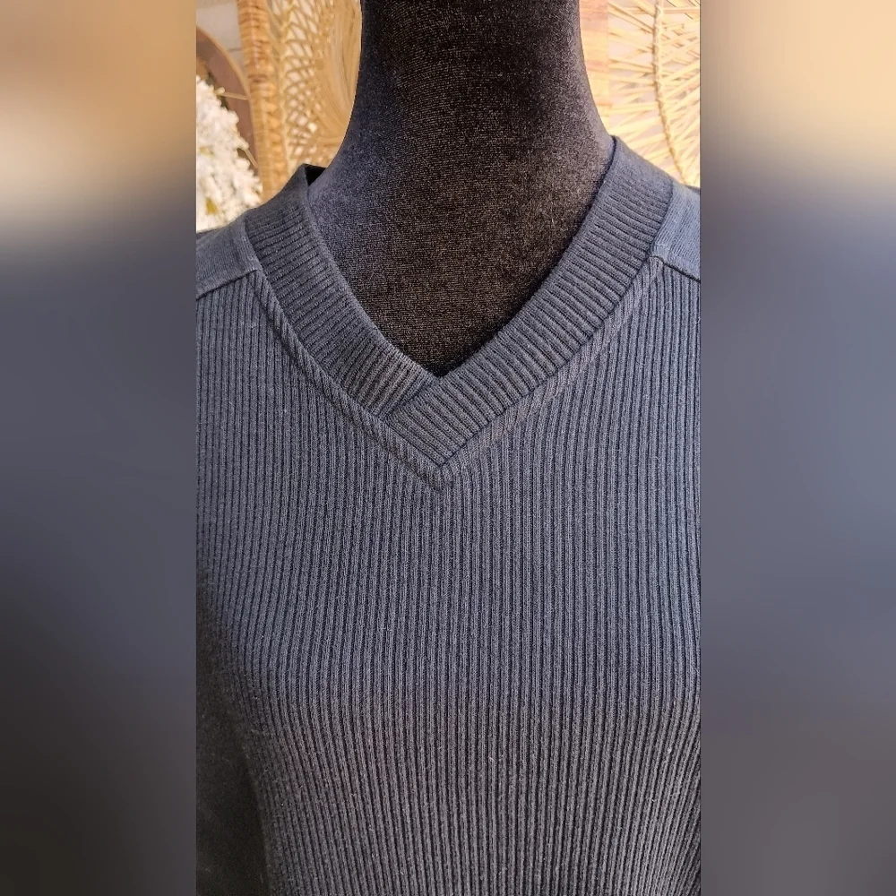 Vintage 90s Adidas Black V-Neck Vest with Green Logo_XL